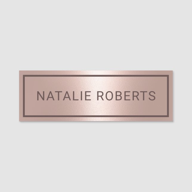 Modern Blush Rose Salon Gold Hair & Makeup Artist Namensschild (Vorderseite)