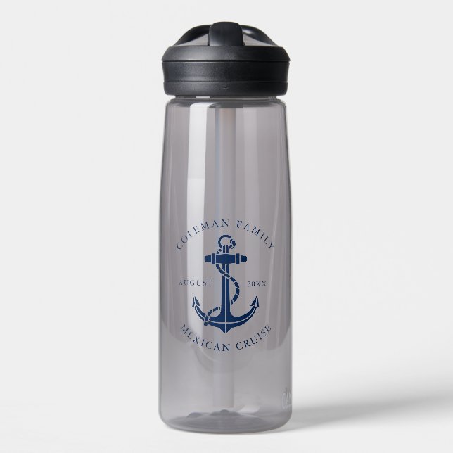 Modern Boat Cruise Nautical Anchor Custom Trinkflasche (Vorne)