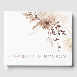 Modern Bohemian Beige Floral Wedding Gästebuch