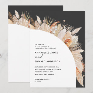 Modern bohemian terracotta pampas grass wedding