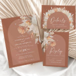 Modern bohemian terracotta pampas grass wedding<br><div class="desc">Modern bohemian terracotta pampas grass stylish wedding einladung card. Beautiful handprinted floral watercolors and script text. Modern on design.</div>