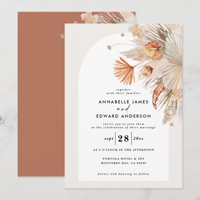 Modern bohemian terracotta pampas grass wedding (Vorne/Hinten)