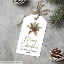 Modern Bohemian Watercolor Christmas Gift Tag