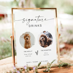Modern Boho 2 Foto Hund Signatur Getränk  Poster