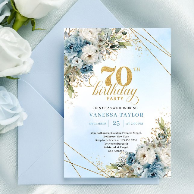 Modern Boho 70th Birthday Floral Invitation Einladung (Modern Boho 70th Birthday Floral Invitation)