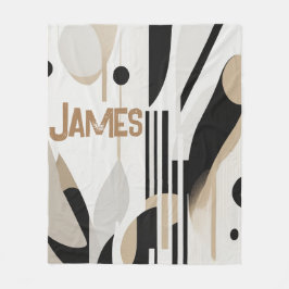 Modern Boho Abstract Beige Fleecedecke