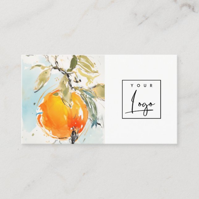 Modern Boho Abstrakt Sketchy Orange Garden Logo Visitenkarte (Vorderseite)