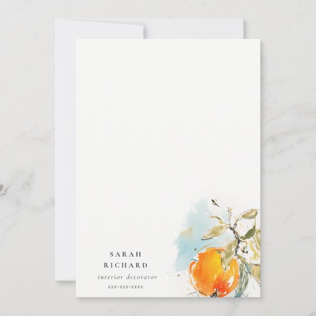 Modern Boho Abstrakt Sketchy Orange Garden Mitteilungskarte (Vorderseite)