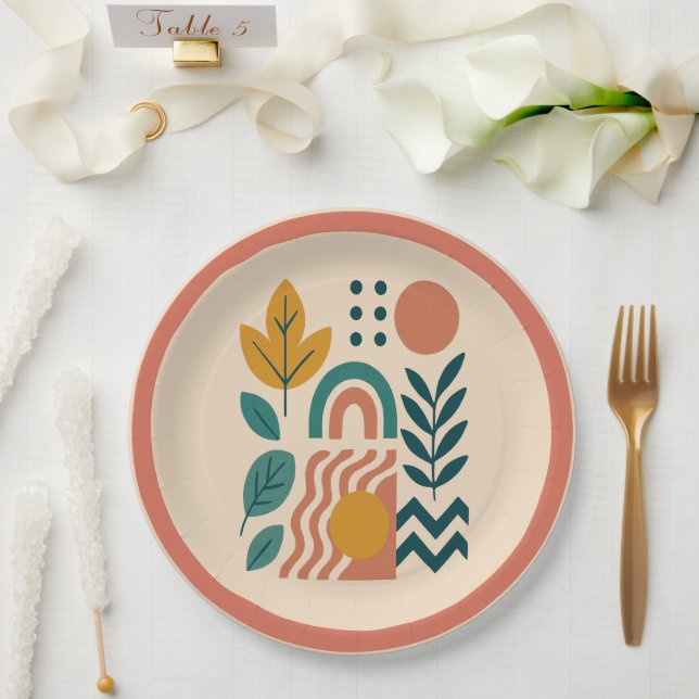 Modern Boho Abstrakte Natur Pappteller (Hochzeit)