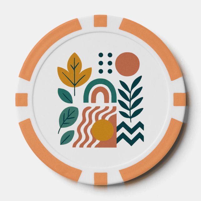 Modern Boho Abstrakte Natur Pokerchips (Vorderseite)