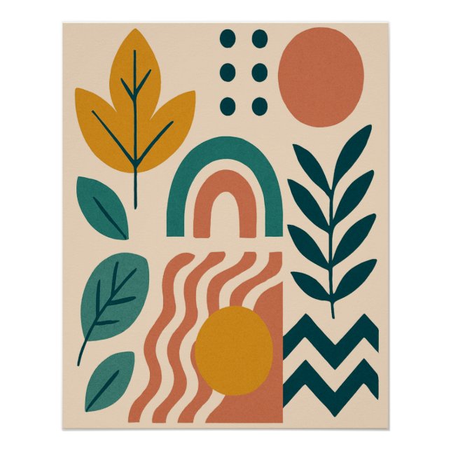 Modern Boho Abstrakte Natur Poster (Vorderseite)