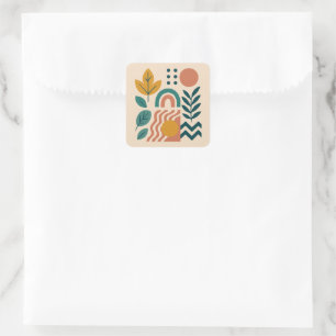 Modern Boho Abstrakte Natur Quadratischer Aufkleber