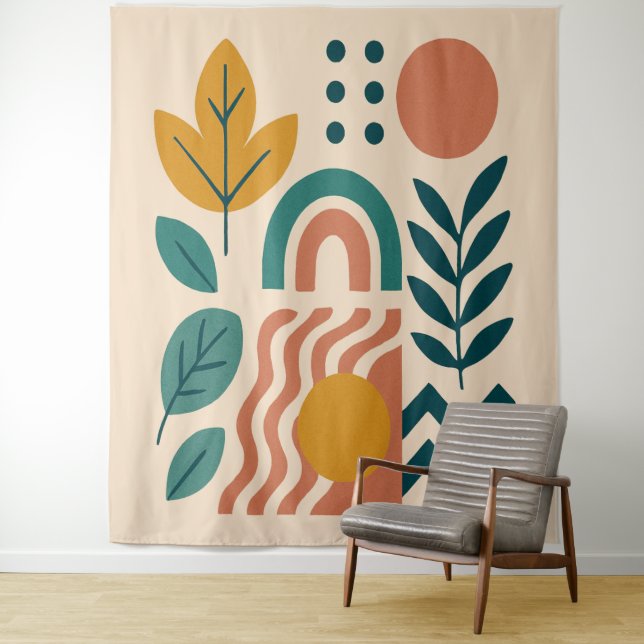 Modern Boho Abstrakte Natur Wandteppich (Beispiel)