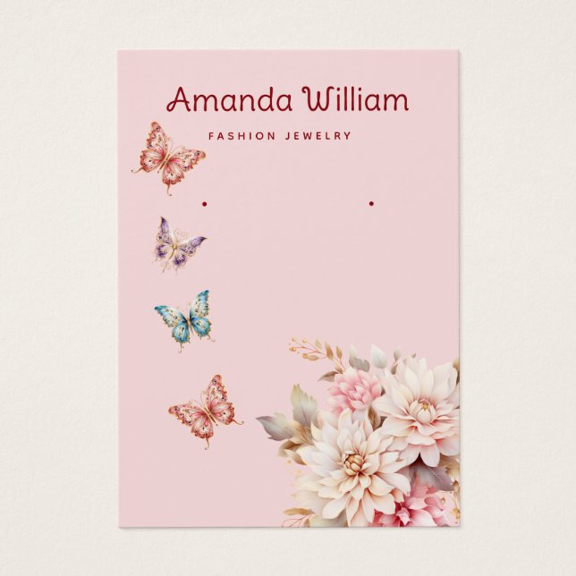 Modern Boho Aquarellblume Ohrkarte (Vorderseite)