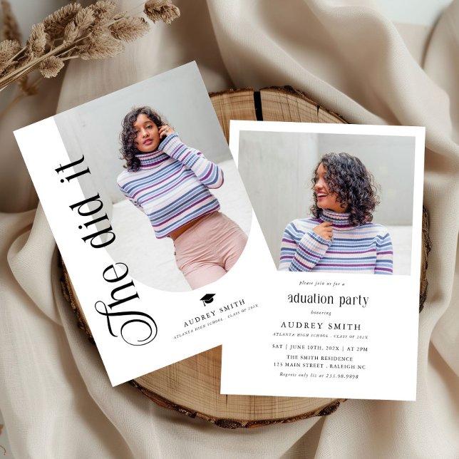 Modern Boho Arch 2 Photos Graduation Einladung (Von Creator hochgeladen)
