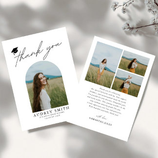 Modern Boho Arch 4 Photos Graduation Dankeskarte