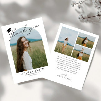 Modern Boho Arch 4 Photos Graduation Dankeskarte