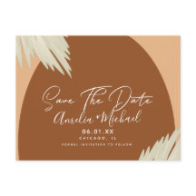 Modern Boho Arch Bio Shape Pampa Save the Date