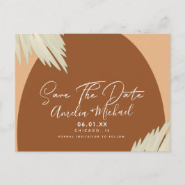 Modern Boho Arch Bio Shape Pampa Save the Date Postkarte