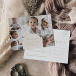 Modern Boho Arch Cream Multi-Foto Vielen Dank, das Ankündigungspostkarte<br><div class="desc">Diese moderne Boho Boho Boca Creme Multi-Foto Dank der Geburtsankündigung Postcard ist die perfekte neue Babyankündigung für ein Kind oder ein Mädchen. Das bohemianische Creme- und Golddesign besticht durch eine einzigartige, Vintage Schrift mit minimalistischem Stil. Personalisieren Sie die Vorderseite der Postkarte mit 5 Fotos Ihres Neugeborenen, dem Namen Ihres Babys...</div>