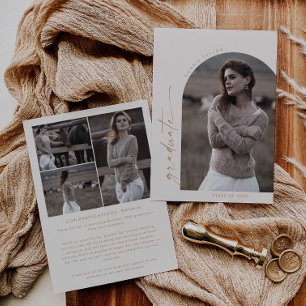 Modern Boho Arch Creme Graduate Foto Abschluss Ankündigung