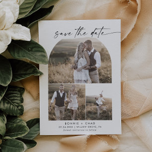 Modern Boho Arch Foto Collage Save The Date