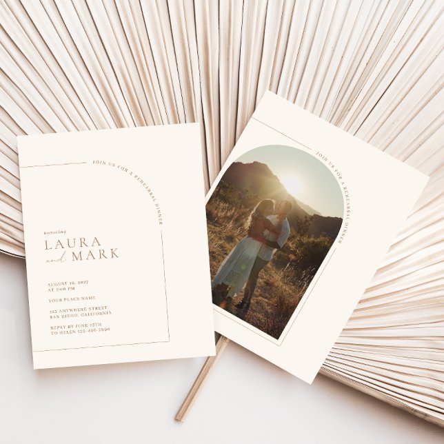 Modern Boho Arch Minimalistisches Foto Probe Abend Einladung (Von Creator hochgeladen)