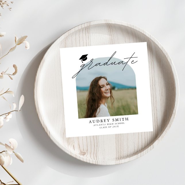 Modern Boho Arch Photo Graduation Party Serviette (Von Creator hochgeladen)