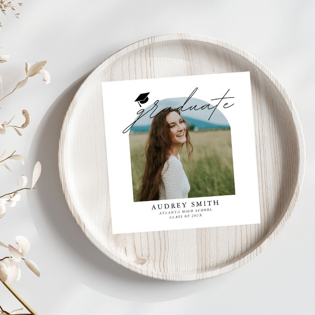 Modern Boho Arch Photo Graduation Party Serviette (Von Creator hochgeladen)