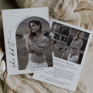 Modern Boho Arch Sie tat es Foto Abschluss Ankündigung