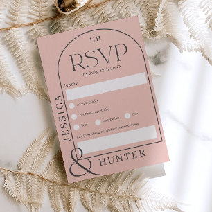 Modern boho arch  wedding pale pink gray RSVP karte