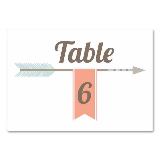 Modern Boho Arrow Banner Tischnummer (Vorderseite)