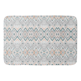 Modern Boho Beach Aquamarin Peach Grau Zickzack Di Badematte