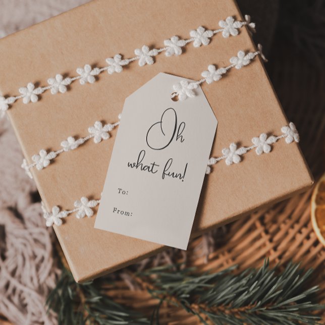 Modern Boho Beige Oh, was Spaß zu und von Geschenkanhänger (Von Creator hochgeladen)