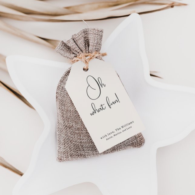 Modern Boho Beige Oh What Fun Family Geschenkanhänger (Von Creator hochgeladen)