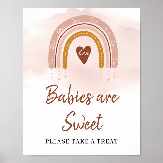 Modern Boho Blush Pink Rost Regenbogen Sweet Sign Poster (Vorne)