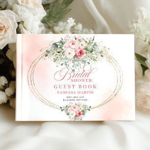 Modern Boho Blush Rosen Brautparty Gästebuch