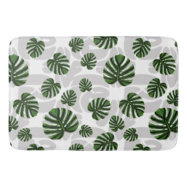 Modern Boho Botanical Leaves Pattern Badematte (Vorderseite)