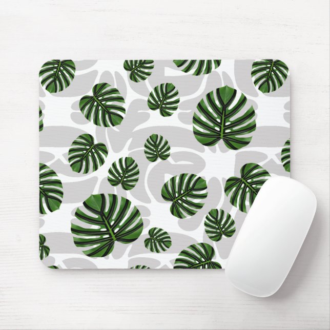 Modern Boho Botanical Leaves Pattern Mousepad (Mit Mouse)