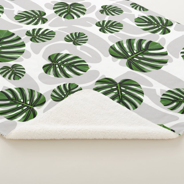 Modern Boho Botanical Leaves Pattern Sherpadecke (3/4)