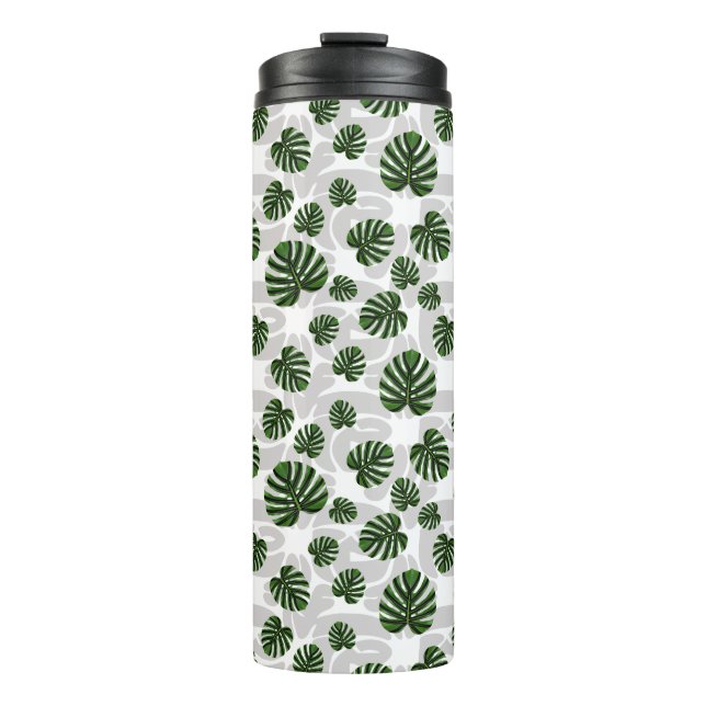 Modern Boho Botanical Leaves Pattern Thermosbecher (Vorderseite)