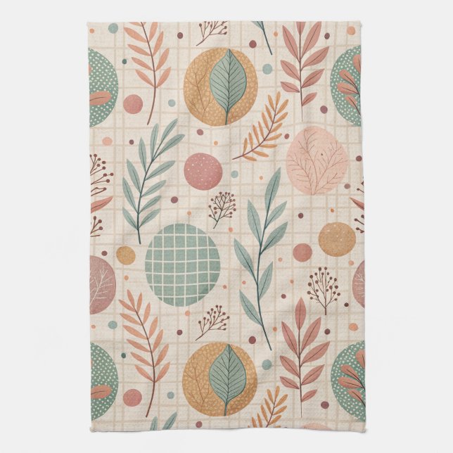 Modern Boho Botanisch | Minimalistisch & Geometris Geschirrtuch (Vertikal)
