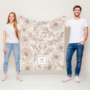 Modern Boho Botanischer Blumengarten Muster Fleecedecke