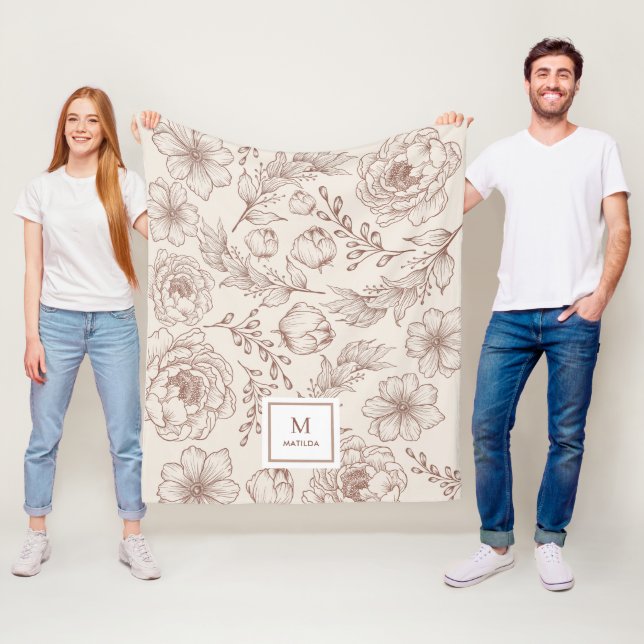 Modern Boho Botanischer Blumengarten Muster Fleecedecke (Beispiel)