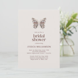 Modern Boho Butterfly Burgundy Taupe Brautparty Einladung