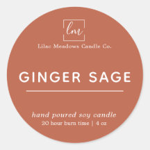 Modern Boho Chic Clay Logo Candle Round Label