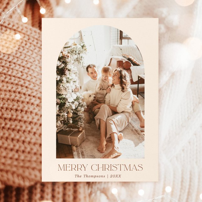 Modern Boho Christmas Card | Terracotta-Fotokarte Einladung (Von Creator hochgeladen)