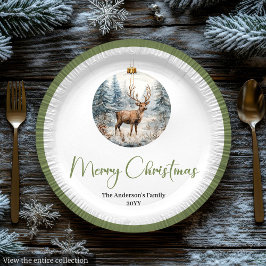 Modern Boho Christmas Scene Botanical Dinner Plate Pappteller