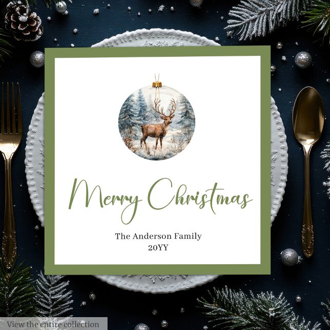 Modern Boho Christmas Scene Botanical Dinner Serviette (Modern Boho Christmas Scene Botanical Dinner Napkins)