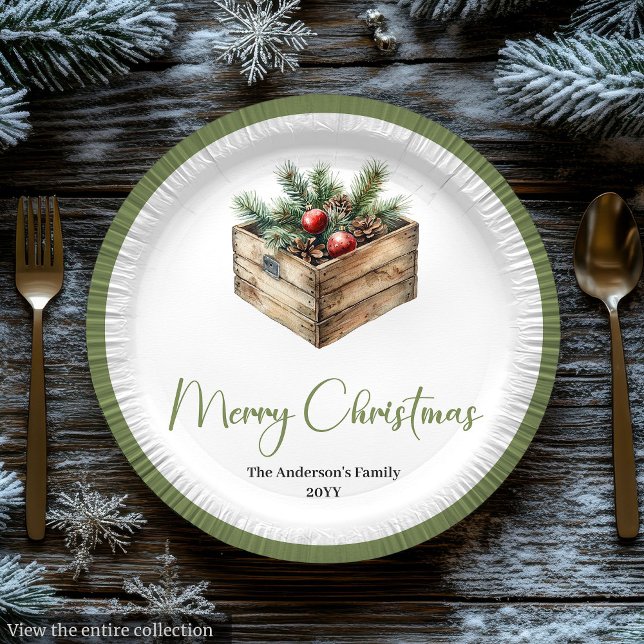 Modern Boho Christmas Tree Botanical Party Plates Pappteller (Modern Boho Christmas Tree Botanical Party Plates)